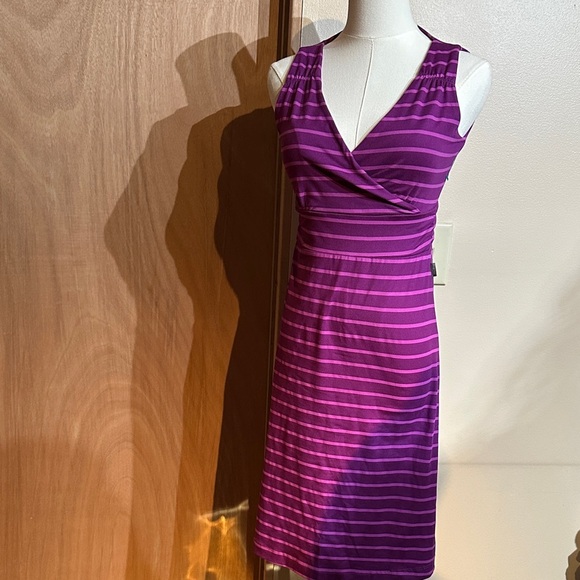 Eddie Bauer Purple Striped Midi Dress - Picture 1 of 4